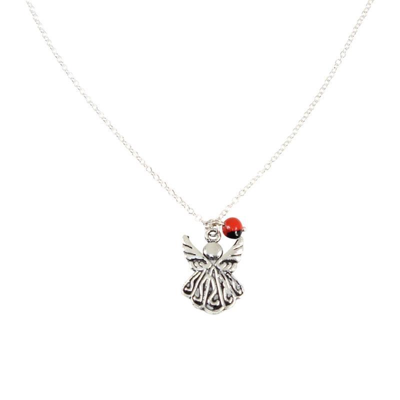 Adjustable Silver Tone Good Luck Charm Necklace w/ Huayruro Red & Black Seed Beads 16" - 18" - EvelynBrooksDesigns