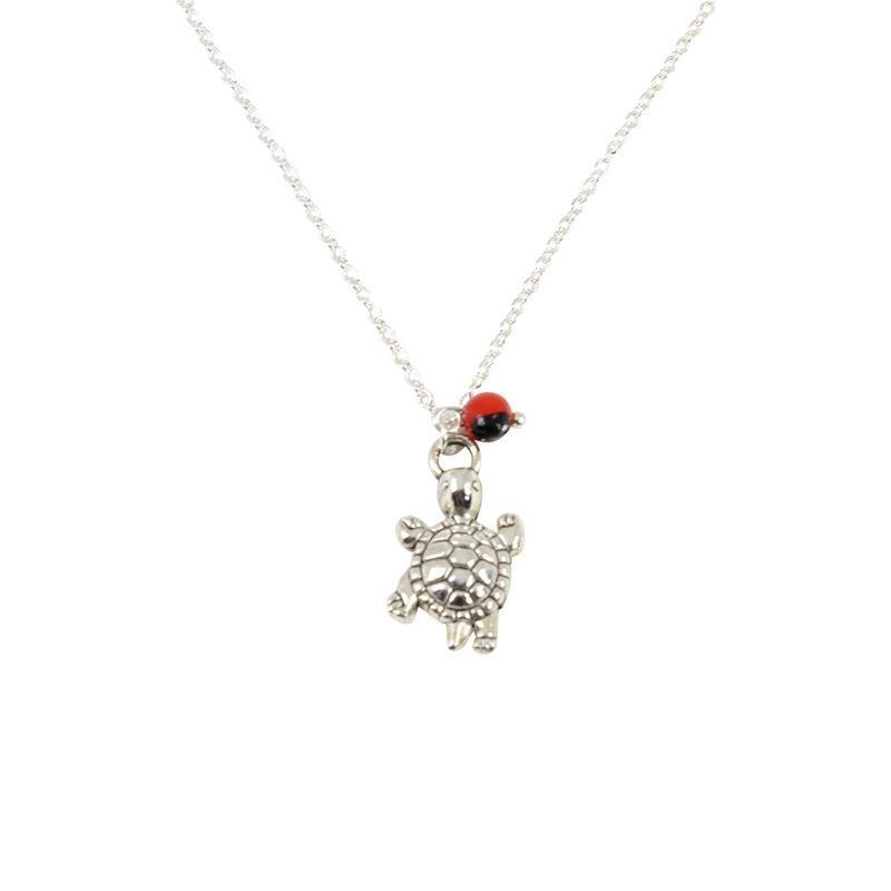 Adjustable Silver Tone Good Luck Charm Necklace w/ Huayruro Red & Black Seed Beads 16" - 18" - EvelynBrooksDesigns