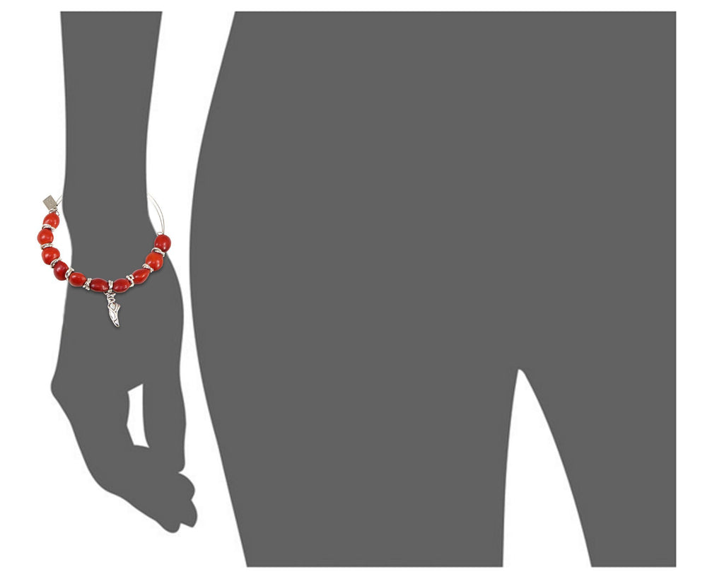Ballerina Dancer Charm Adjustable Bangle/Bracelet for Women w/Huayruro Red Seed Beads - EvelynBrooksDesigns