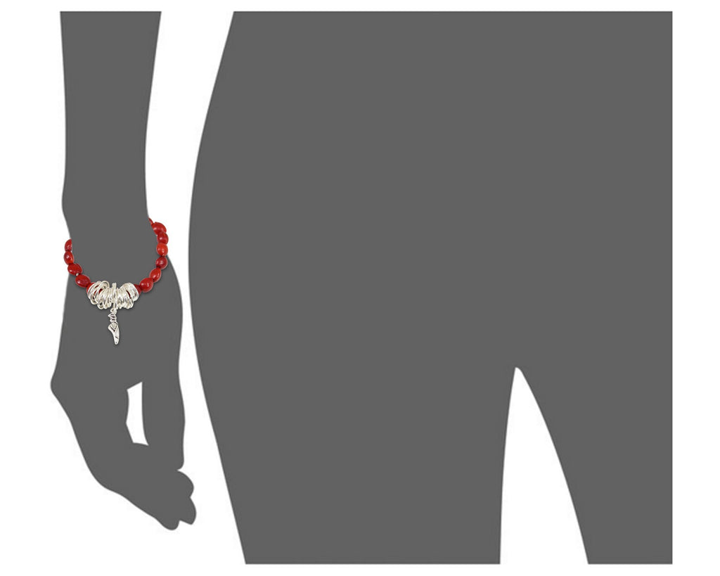 Ballerina Dancer Charm Stretchy Bracelet w/Meaningful Good Luck, Prosperity, Love Huayruro Seeds - EvelynBrooksDesigns