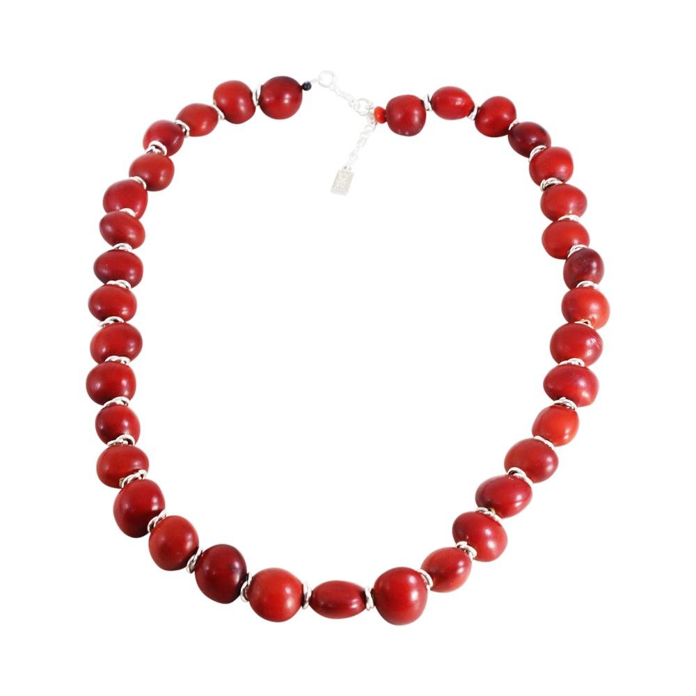 Classic “Ecofriendly” Adjustable Red Necklace for Women w/Meaningful Seed  Beads 18”-20”