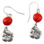 Dainty Hibiscus Dangle Earrings w/Meaningful Good Luck Huayruro Seeds