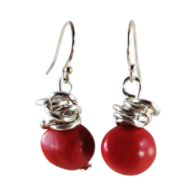 Dangle Long Drop Red & Black Good Luck Earrings - EvelynBrooksDesigns