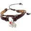 Elephant Charm Adjustable Leather Bracelet for Women w/Huayruro Seed