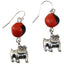 English Bulldog Dangle Silver Earrings w/Meaningful Good Luck Huayruro Seeds - EvelynBrooksDesigns