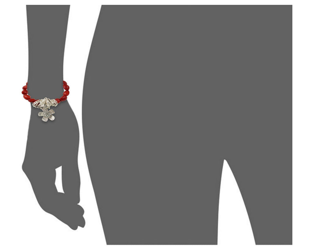 Flower Charm Stretchy Bracelet w/Meaningful Good Luck, Prosperity, Love Huayruro Seeds - EvelynBrooksDesigns