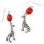 Giraffe Dangle Silver Earrings w/Meaningful Good Luck Huayruro Seeds - EvelynBrooksDesigns