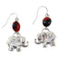 Good Fortune Elephant Dangle Silver Earrings w/Meaningful Good Luck Huayruro Seeds