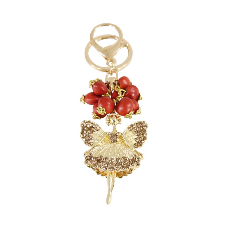 Good Luck Adjustable Reversible Ballerina Dancer Keychains Red & Black Seed Beads L:4.5" - EvelynBrooksDesigns