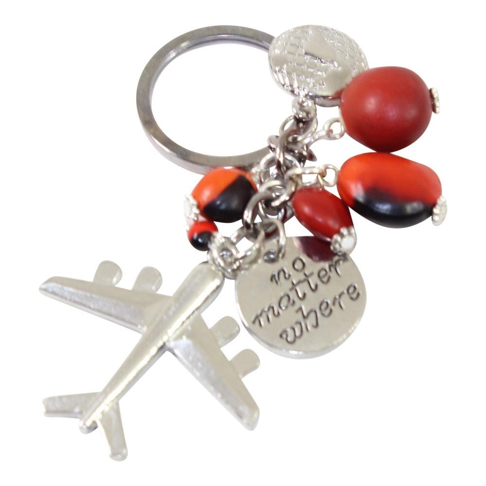 Good Luck Meaningful Keychains Red & Black Seed Beads L:3" - EvelynBrooksDesigns