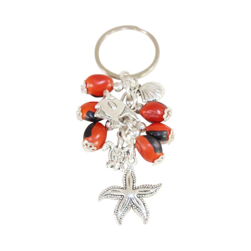 Good Luck Meaningful Keychains Red & Black Seed Beads L:3" - EvelynBrooksDesigns