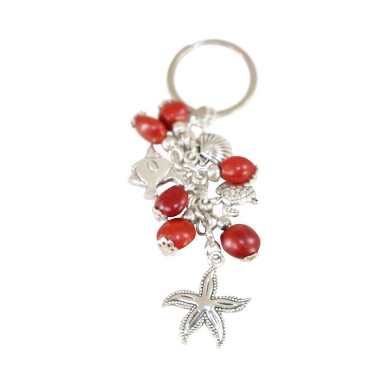 Good Luck Meaningful Keychains Red & Black Seed Beads L:3" - EvelynBrooksDesigns