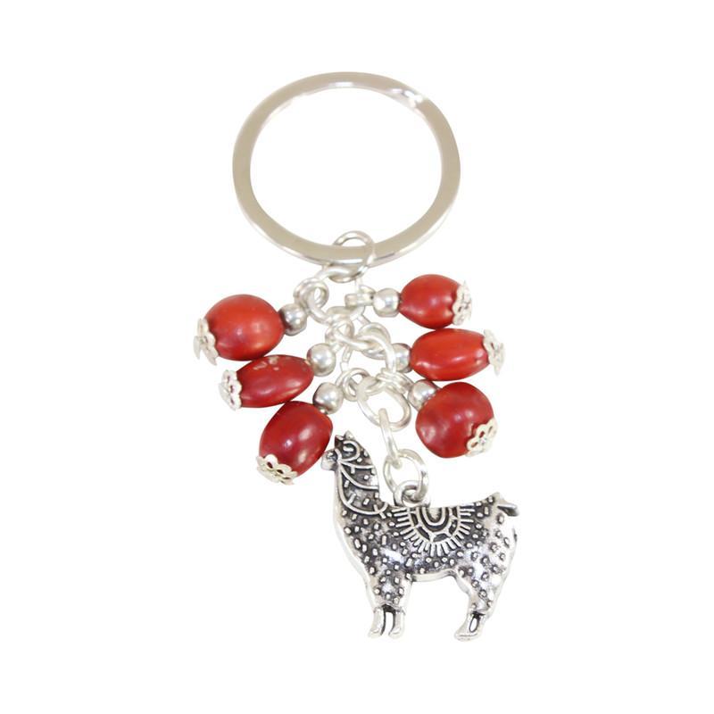 Good Luck Meaningful Keychains Red & Black Seed Beads L:3" - EvelynBrooksDesigns