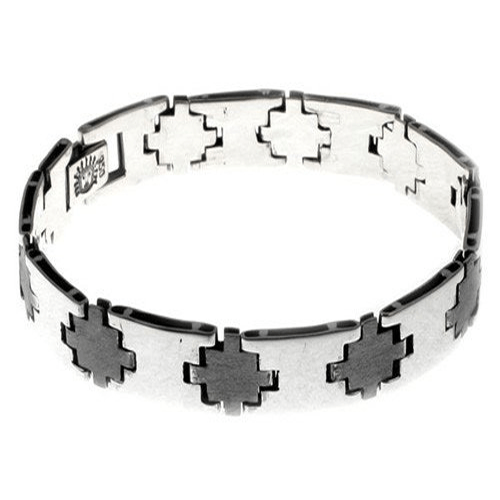 Inka Cross “Chakana” Sterling Silver Bracelet - EvelynBrooksDesigns