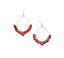 Long Drop Hoop Sterling Silver Dangle Red & Black Good Luck Earrings 2.2