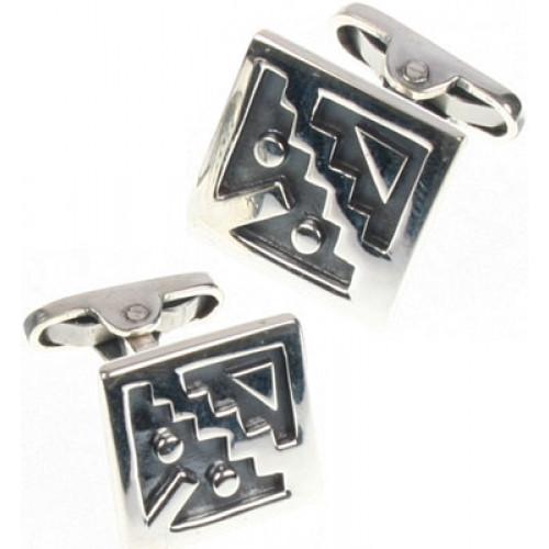“Moschik” Peruvian Inspired Geometric Sterling Silver Cufflinks - EvelynBrooksDesigns