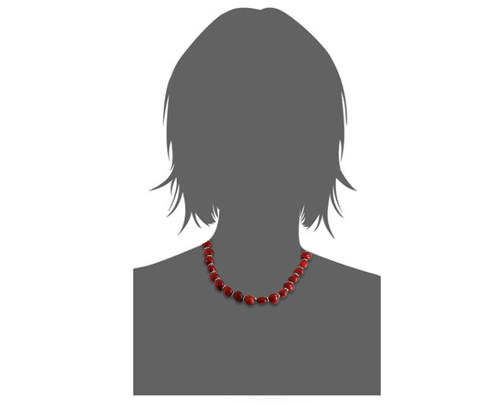 Classic “Ecofriendly”  Adjustable Red Necklace for Women w/Meaningful Seed Beads 18”-20”