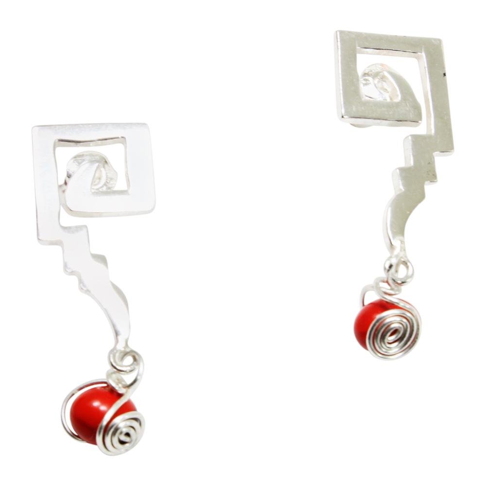 Peruvian Inspired Jewelry Design “Moschik” Long Drop Dangle Earrings 1.3" - EvelynBrooksDesigns