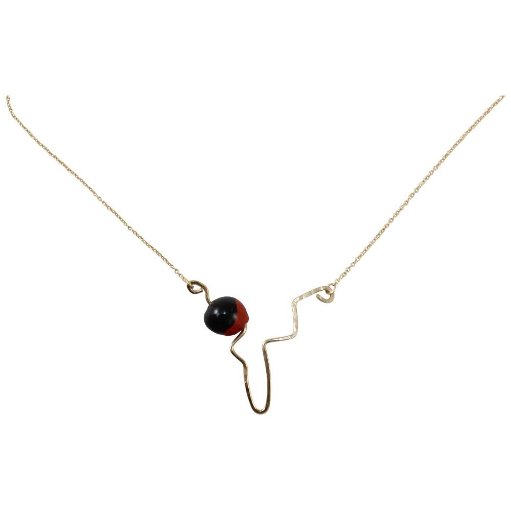 Peruvian Inspired Minimal Pendant for Women w/Meaningful Peruvian Huayruro Seed Bead 16”-18” - EvelynBrooksDesigns