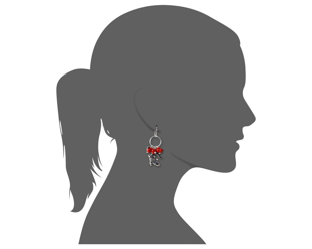 Powerful Alligator Dangle Silver Earrings w/Meaningful Good Luck Huayruro Seeds - EvelynBrooksDesigns