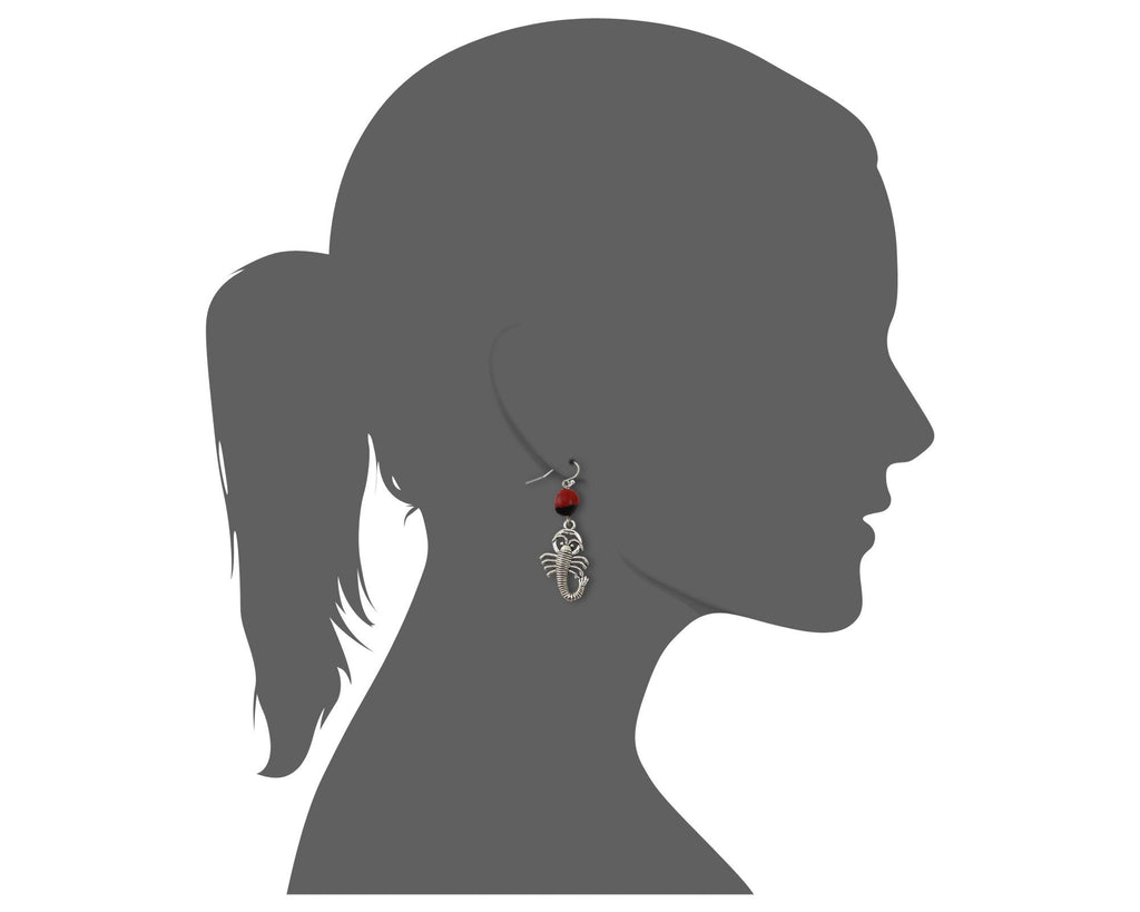 Powerful Scorpio Dangle Silver Earrings w/Meaningful Good Luck Huayruro Seeds - EvelynBrooksDesigns
