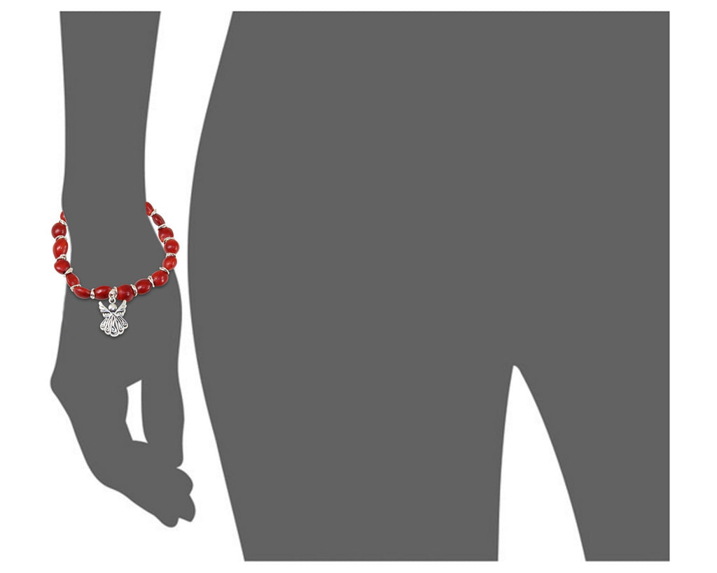 Protection Guardian Angel Charm Stretchy Bracelet w/Meaningful Good Luck Huayruro Seeds - EvelynBrooksDesigns