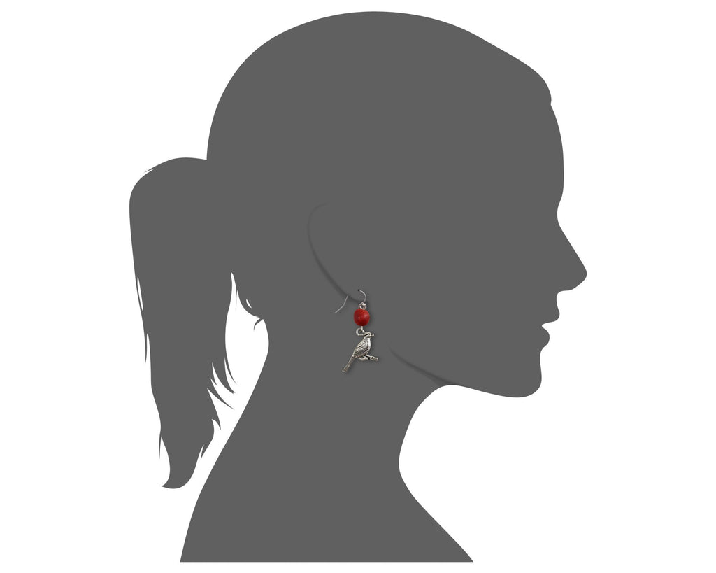 Remember ME Cardinal Dangle Silver Earrings w/Meaningful Good Luck Huayruro Seeds - EvelynBrooksDesigns