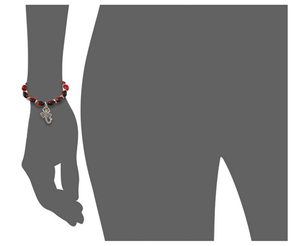 Scorpio Charm Stretchy Bracelet w/Meaningful Good Luck, Prosperity, Love Huayruro Seeds - EvelynBrooksDesigns