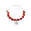 Snowflake Holiday Christmas Charm Adjustable Bangle/Bracelet for Women w/Huayruro Red Seed Beads - EvelynBrooksDesigns