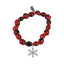 Snowflake Holiday Christmas Charm Stretchy Bracelet w/Meaningful Good Luck Huayruro Seeds