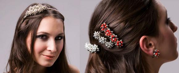 Stylish & Elegant Bridal Hair Clip Accesories w/Meaningful Huayruro Seed Beads - EvelynBrooksDesigns