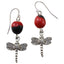Symbol of Life Dragonfly Silver Dangle Earrings w/Meaningful Good Luck Huayruro Seeds