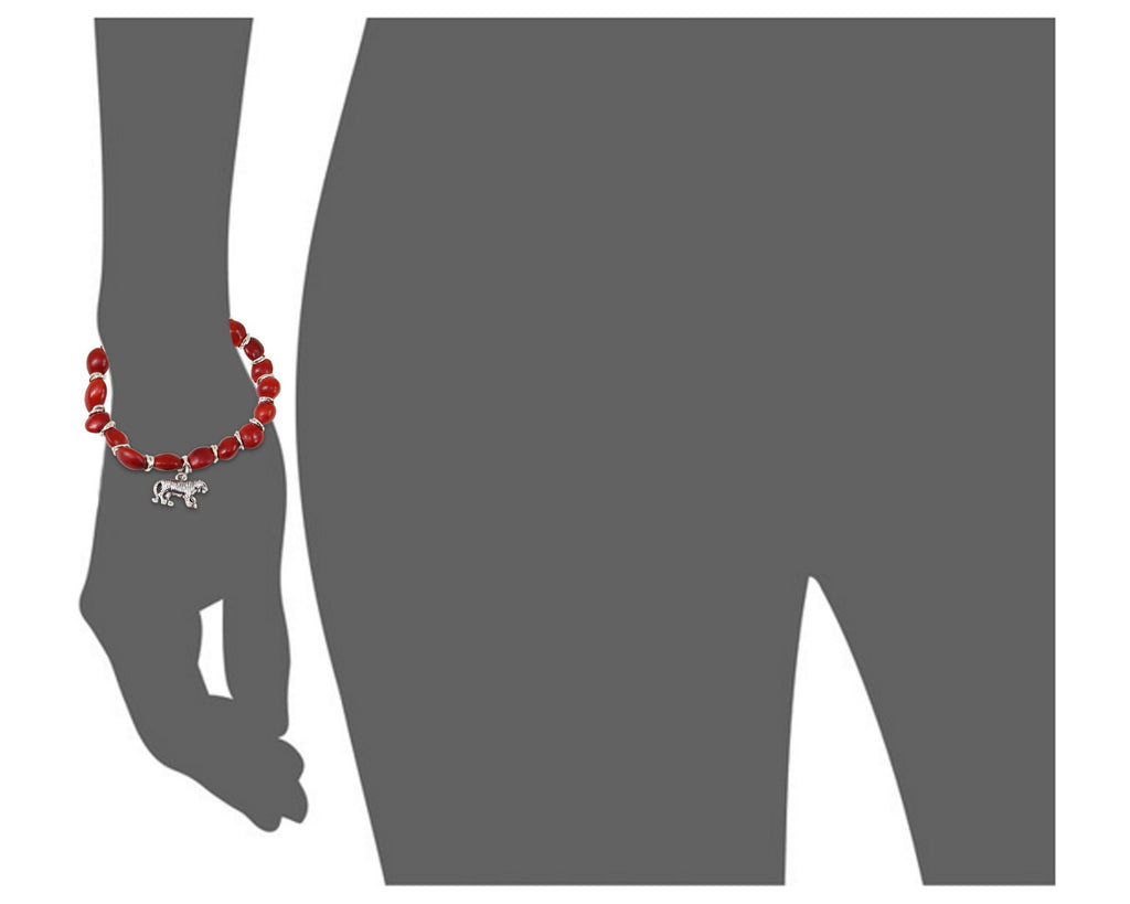 Tiger/Puma Charm Women Stretchy Bracelet w/meaningful Huayruro Red Seeds - EvelynBrooksDesigns