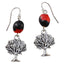 Tree of Life Dangle Silver Earrings w/Meaningful Good Luck Huayruro Seeds - EvelynBrooksDesigns