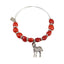 Zebra Charm Adjustable Bangle Bracelet for Women w/ Huayruro Red Seed Beads - EvelynBrooksDesigns