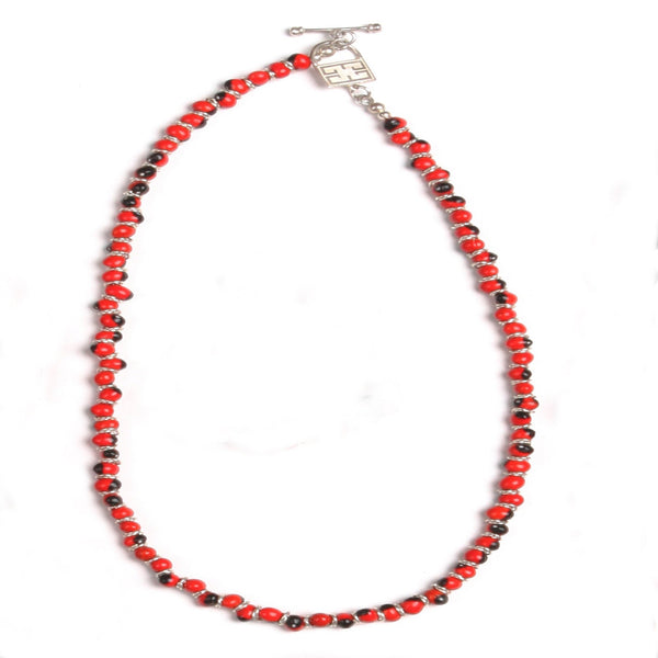 Red and black beaded Naga necklace - Annie Sakhamo