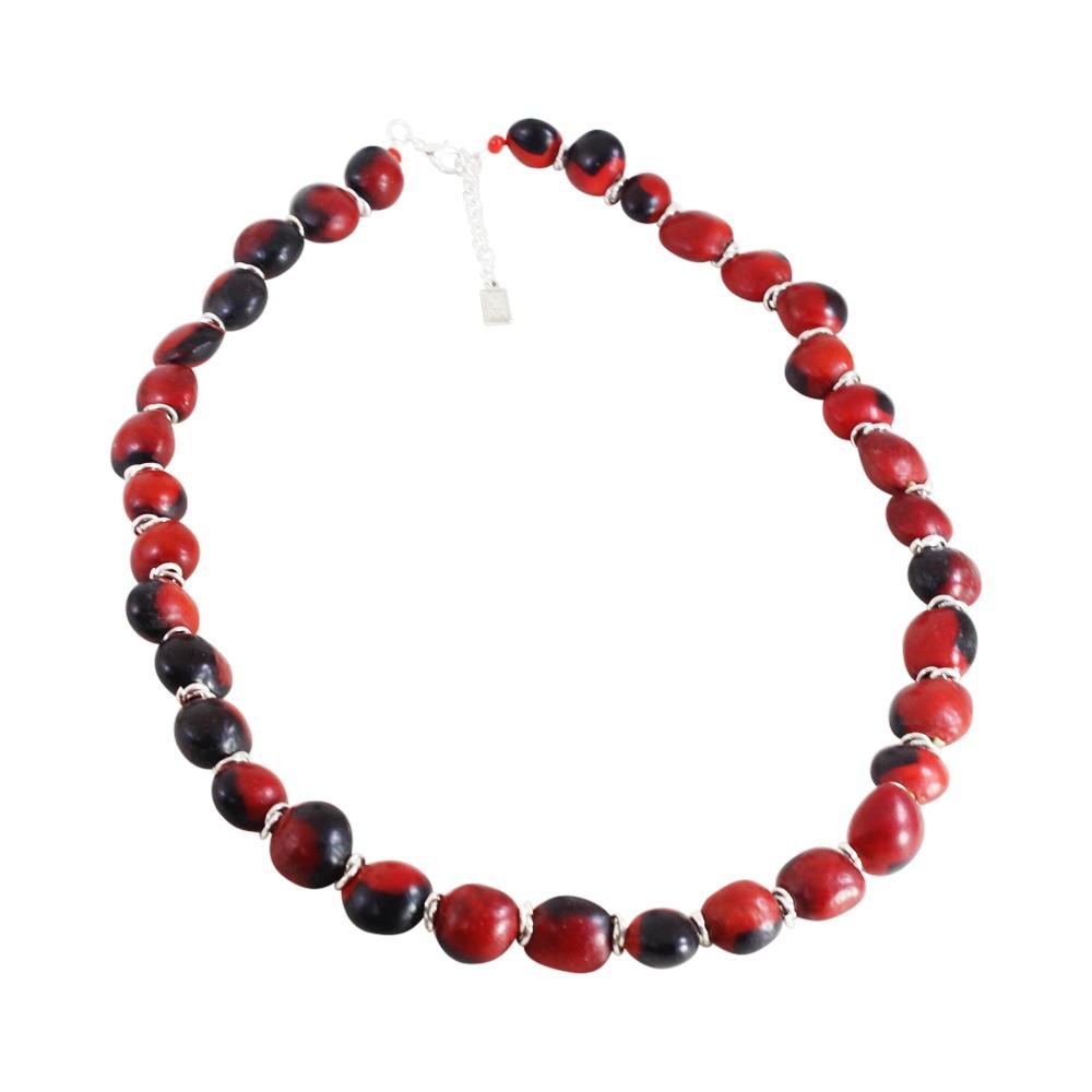 Classic Red & Black Adjustable Necklace w/Meaningful Peruvian Seed Beads 18”-20” - EvelynBrooksDesigns