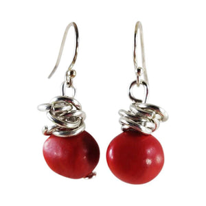 Dangle Long Drop Red & Black Good Luck Earrings - EvelynBrooksDesigns