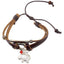 Elephant Charm Adjustable Leather Bracelet for Women w/Huayruro Seed - EvelynBrooksDesigns