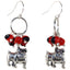 English Bulldog Dangle Silver Earrings w/Meaningful Good Luck Huayruro Seeds