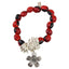 Flower Charm Stretchy Bracelet w/Meaningful Good Luck, Prosperity, Love Huayruro Seeds - EvelynBrooksDesigns