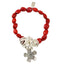 Flower Charm Stretchy Bracelet w/Meaningful Good Luck, Prosperity, Love Huayruro Seeds