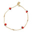 Gold Filled 18kt Classic Adjustable Bracelet w/Red & Black Seed Beads 6.5