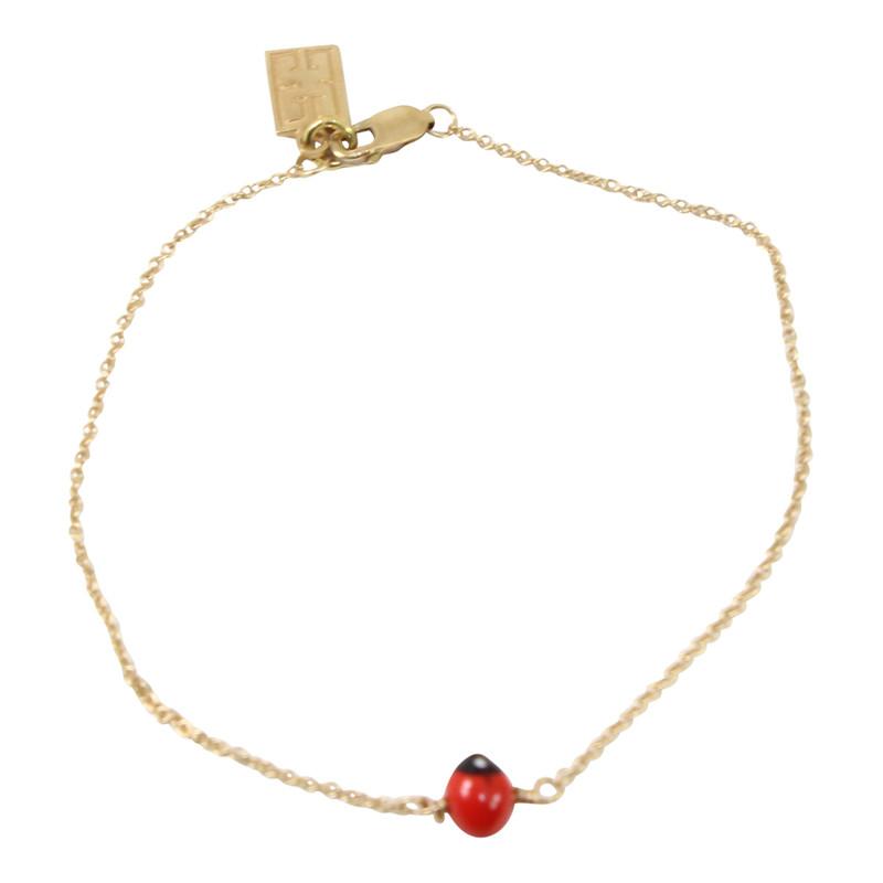 Gold Filled 18kt Classic Adjustable Bracelet w/Red & Black Seed Beads 6.5"-7.5" - EvelynBrooksDesigns