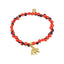 Gold Tone Elephant Charm Stretchy Bracelet w/Meaningful Good Luck Huayruro Seeds