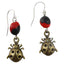 Good Fortune Ladybug Dangle Silver Earrings w/Meaningful Good Luck Huayruro Seeds