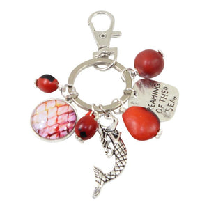Good Luck Meaningful Keychains Red & Black Seed Beads L:3" - EvelynBrooksDesigns