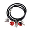 Good Luck Multi-Charm Leather Adjustable Bracelet/Necklace with Red & Black Seed Beads - EvelynBrooksDesigns