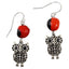 Intuitive Owl Dangle Silver Earrings w/Meaningful Good Luck Huayruro Seeds