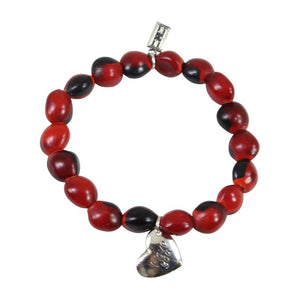 Love & Friendship Charm Stretchy Bracelet w/Meaningful Good Luck, Prosperity, Love Huayruro Seeds - EvelynBrooksDesigns